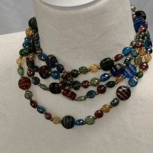 Murano Venetian Glass Handmade Beaded Necklace Multicolored